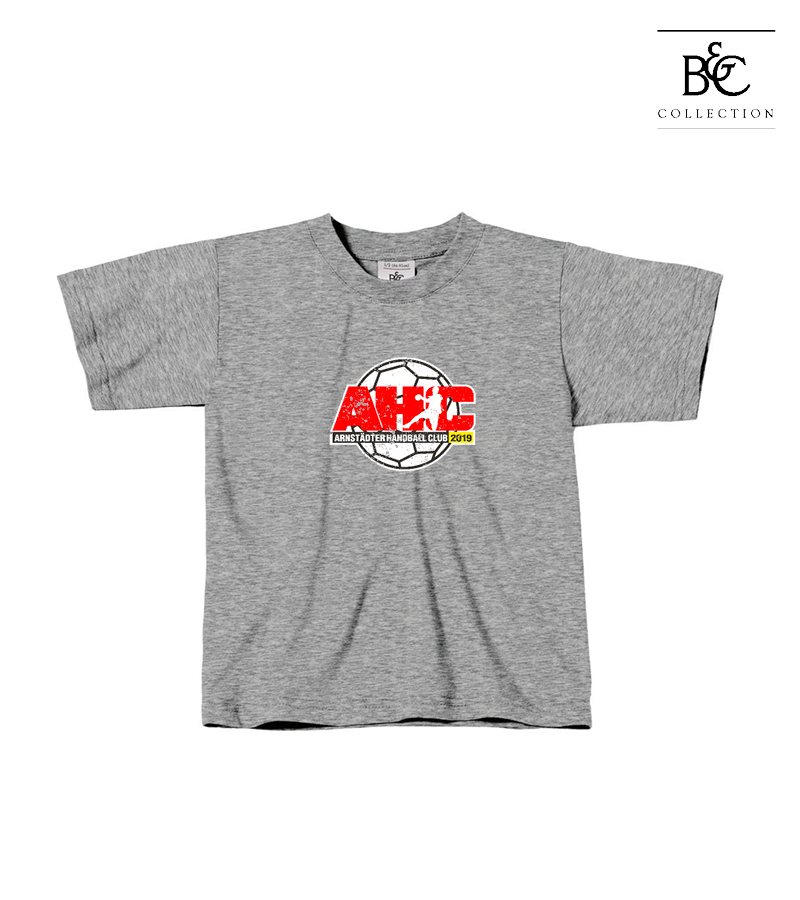 B&C Kinder T-Shirt Sports Grey "Uwe Frontprint"