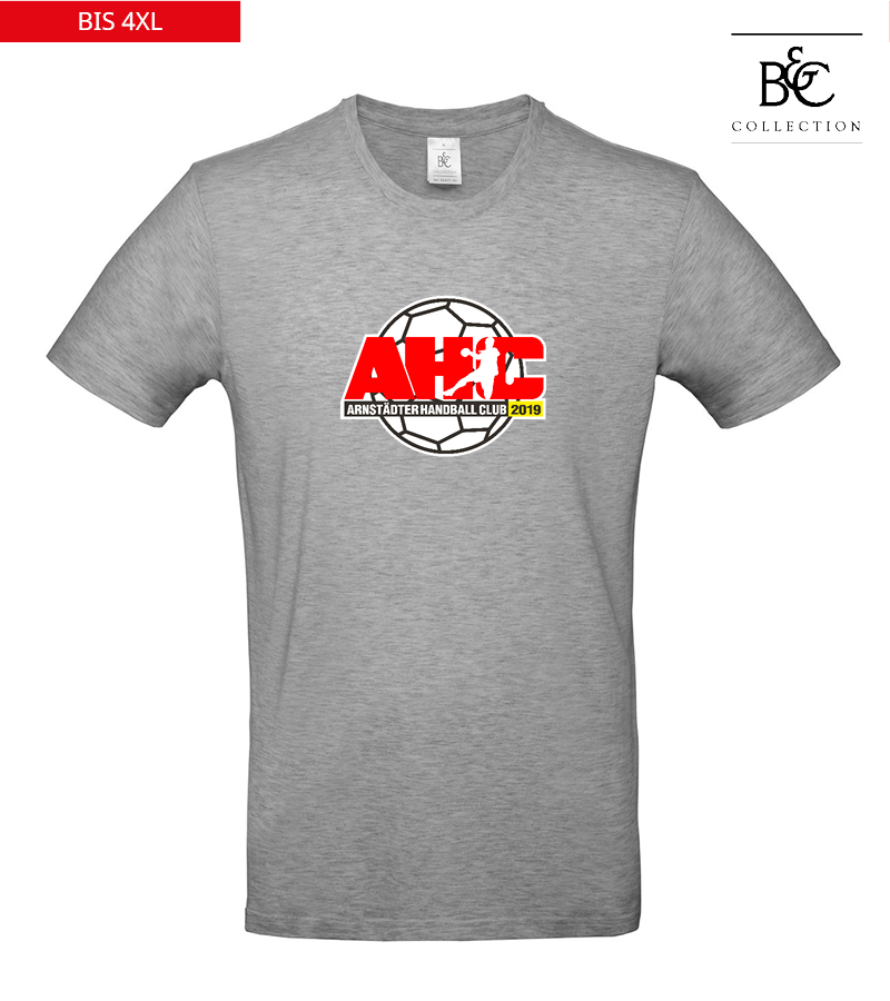 B&C Herren T-Shirt Sports Grey "Anton Frontprint"