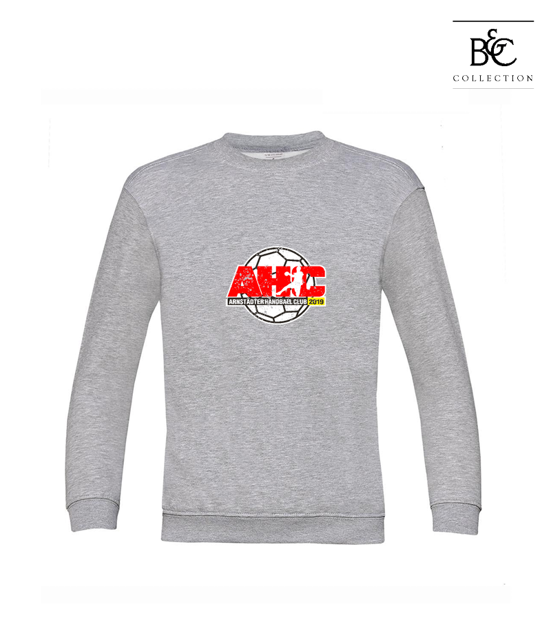 B&C Kinder Sweatshirt Heather Grey "Uwe Frontprint"