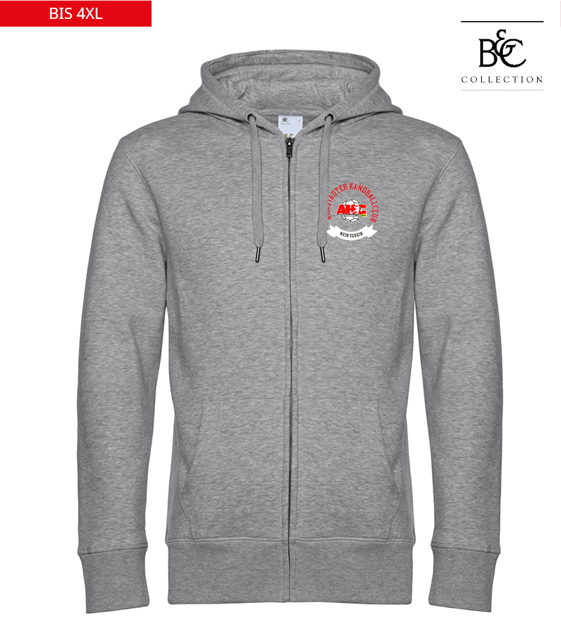 B&C Herren Zipped Hoodie Heather Grey "Bono"
