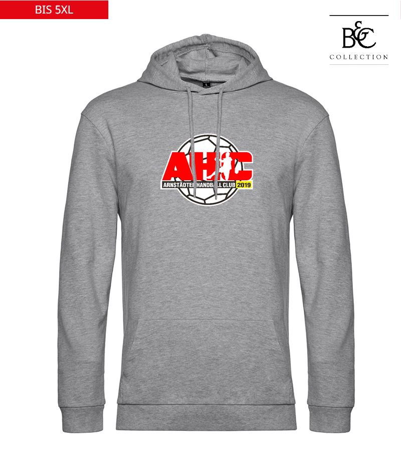 B&C Herren Hoodie Heather Grey "Anton Frontprint"