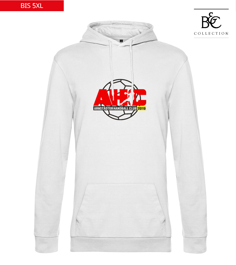 B&C Herren Hoodie White "Anton Frontprint"