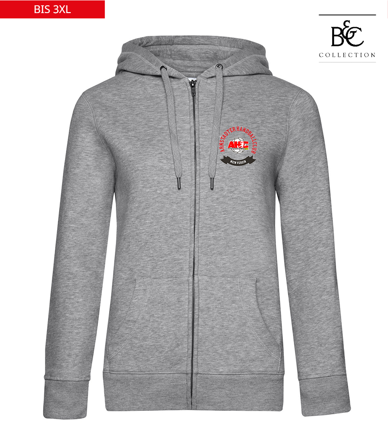 B&C Damen Zipped Hoodie Heather Grey "Bono"