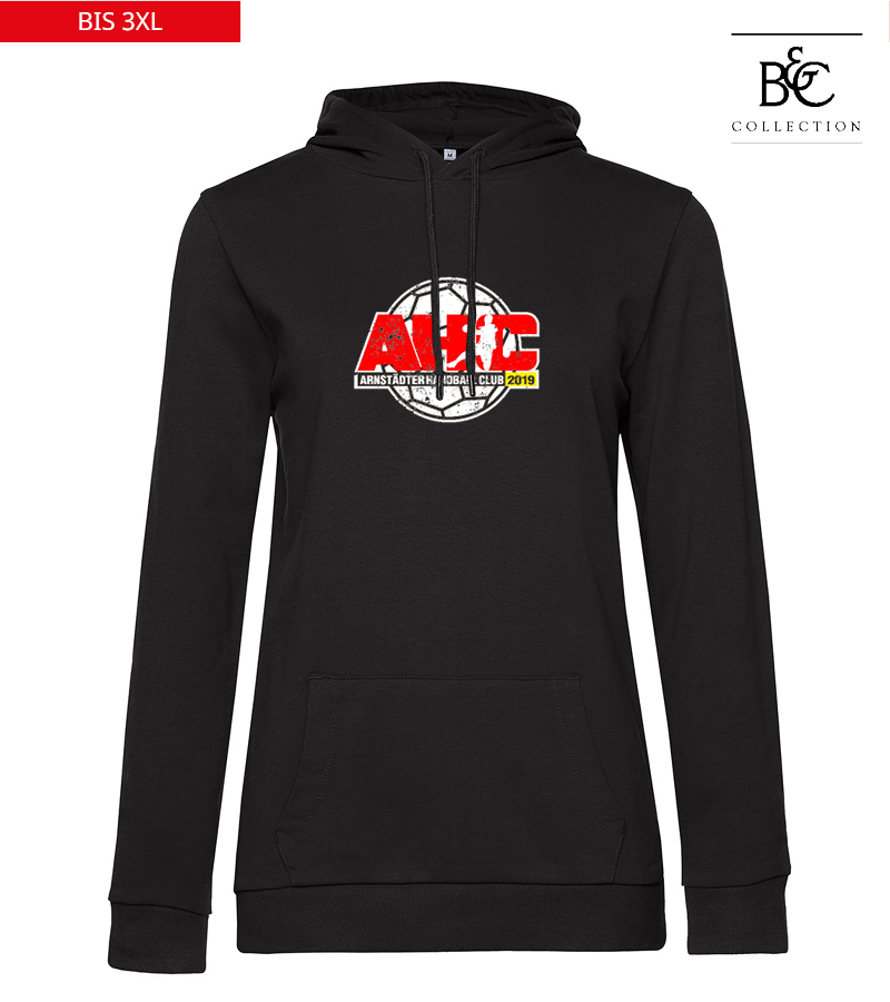 B&C Damen Hoodie Black Pure "Uwe Frontprint"