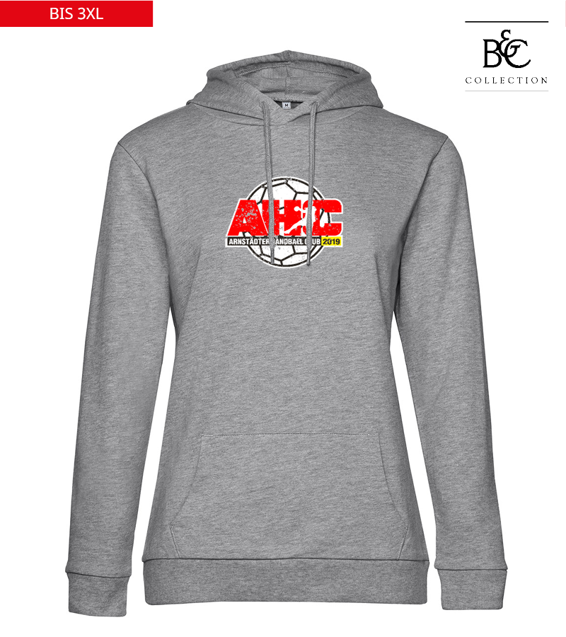 B&C Damen Hoodie Heather Grey "Uwe Frontprint"