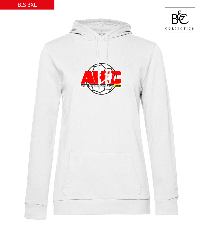 B&C Damen Hoodie White "Anton Frontprint"