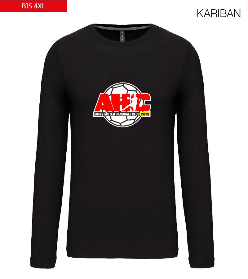 Kariban Herren Langarmshirt Black "Anton Frontprint"