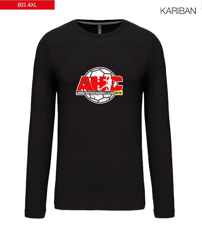 Kariban Herren Langarmshirt Black "Uwe Frontprint"