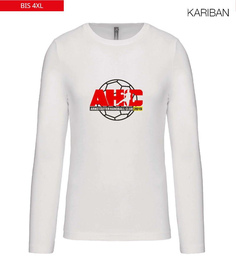 Kariban Herren Langarmshirt White "Anton Frontprint"