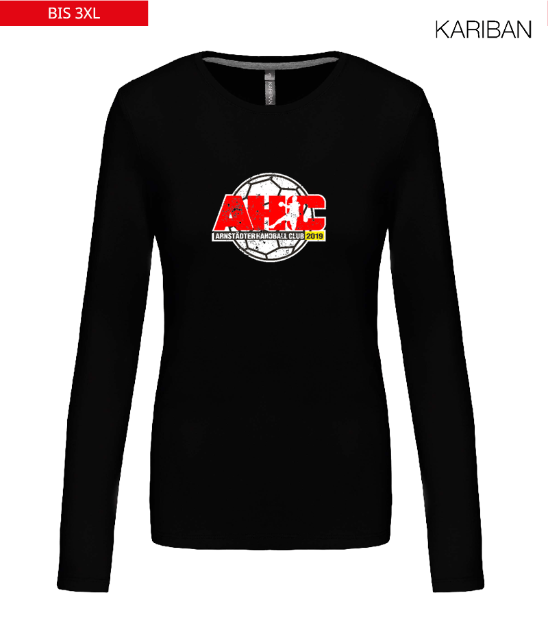 Kariban Damen Langarmshirt Black "Uwe Frontprint"