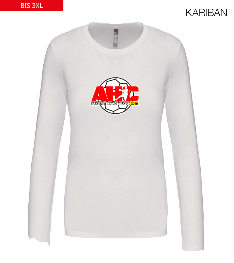 Kariban Damen Langarmshirt White "Anton Frontprint"