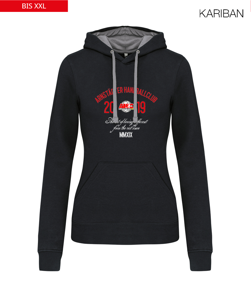 Kariban Damen Hoodie Black Fine Grey "Isack"