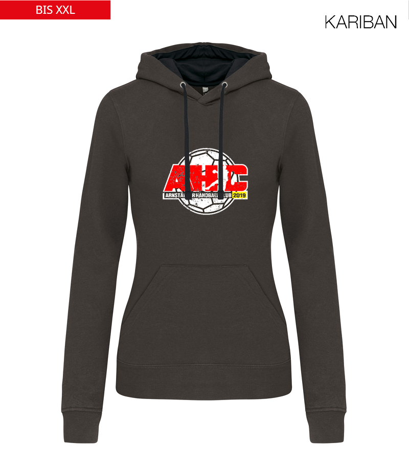 Kariban Damen Hoodie Dark Grey Black "Uwe Frontprint"