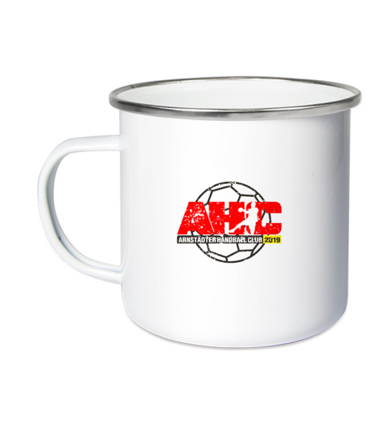 Emailletasse White Silver "Uwe" B